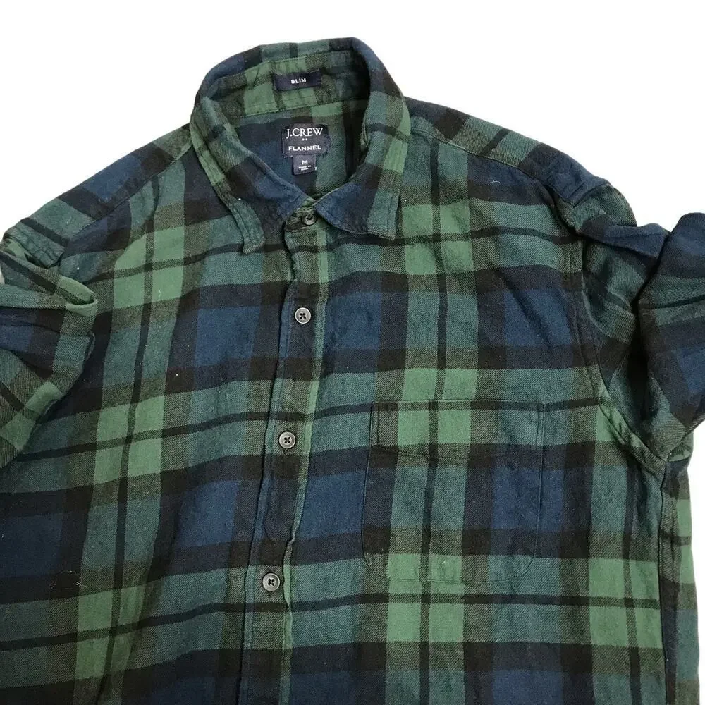 J.Crew‎ Mens Green Slim Flannel Size: M